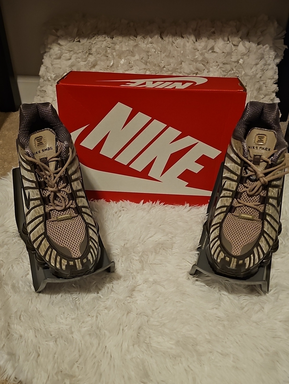 Nike Beige and Taupe Mesh Running Shoes
